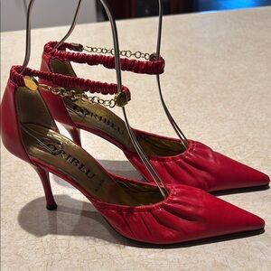 Loriblu Red Women's Heels with Gold Accents
